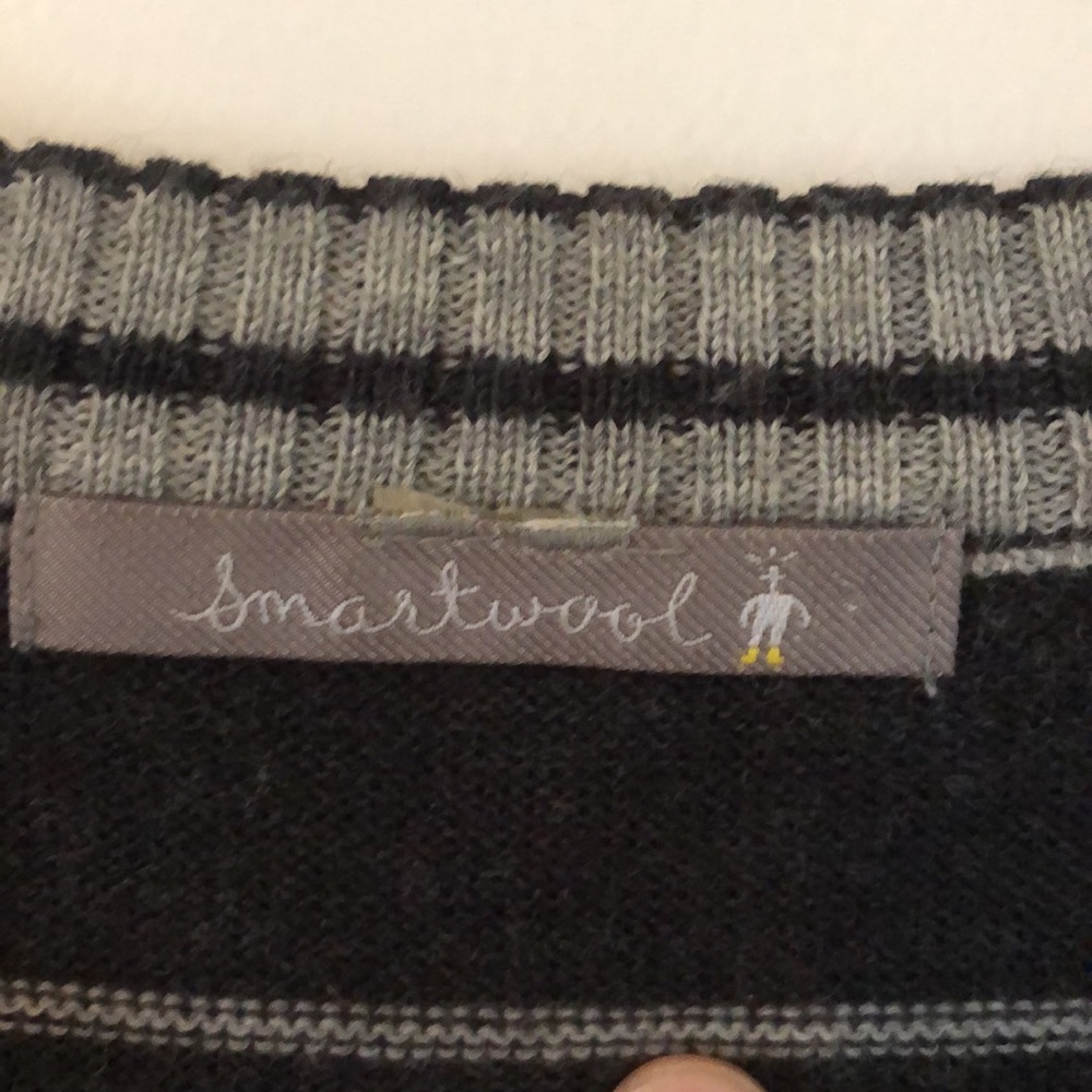 Smartwool merino wool gray stripe crew neck - Picture 4 of 7